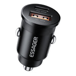 ESSAGER ES-CC15 Biloplader 45W Dobbelt Port USB-A + Type-C Hurtigopladning Stik Cigarettænder
