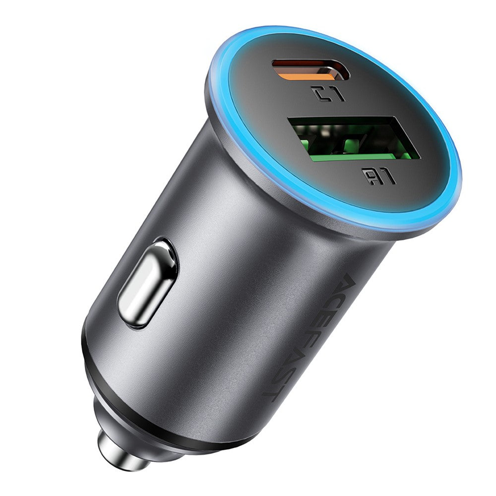 ACEFAST B15 65W Metal Car Charger Dual Port USB-A + USB-C Fast Charging Car Power Adapter Cigarette Lighter