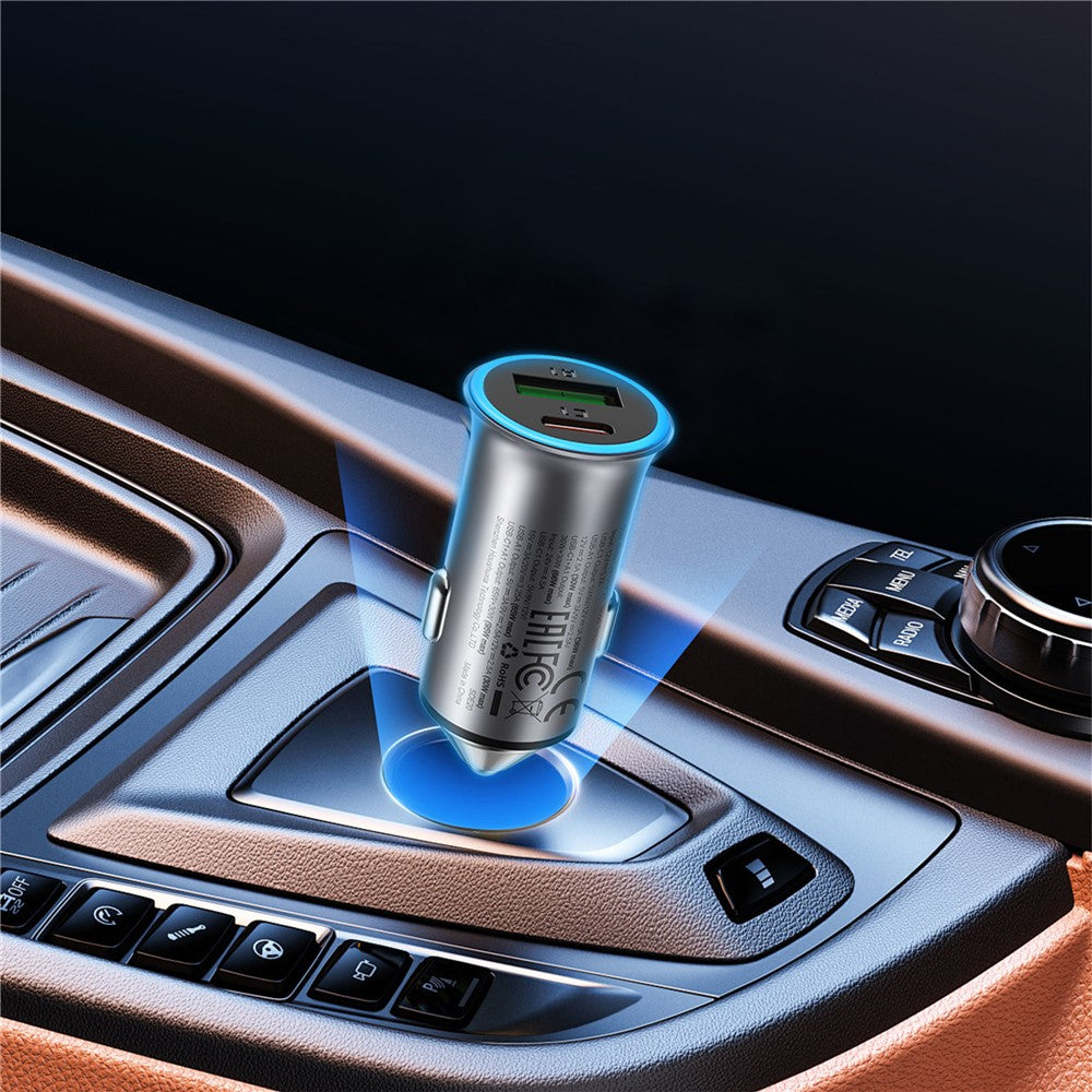 ACEFAST B16 95W Metal Car Charger Dual Port USB-A + USB-C Fast Charging Car Power Adapter Cigarette Lighter
