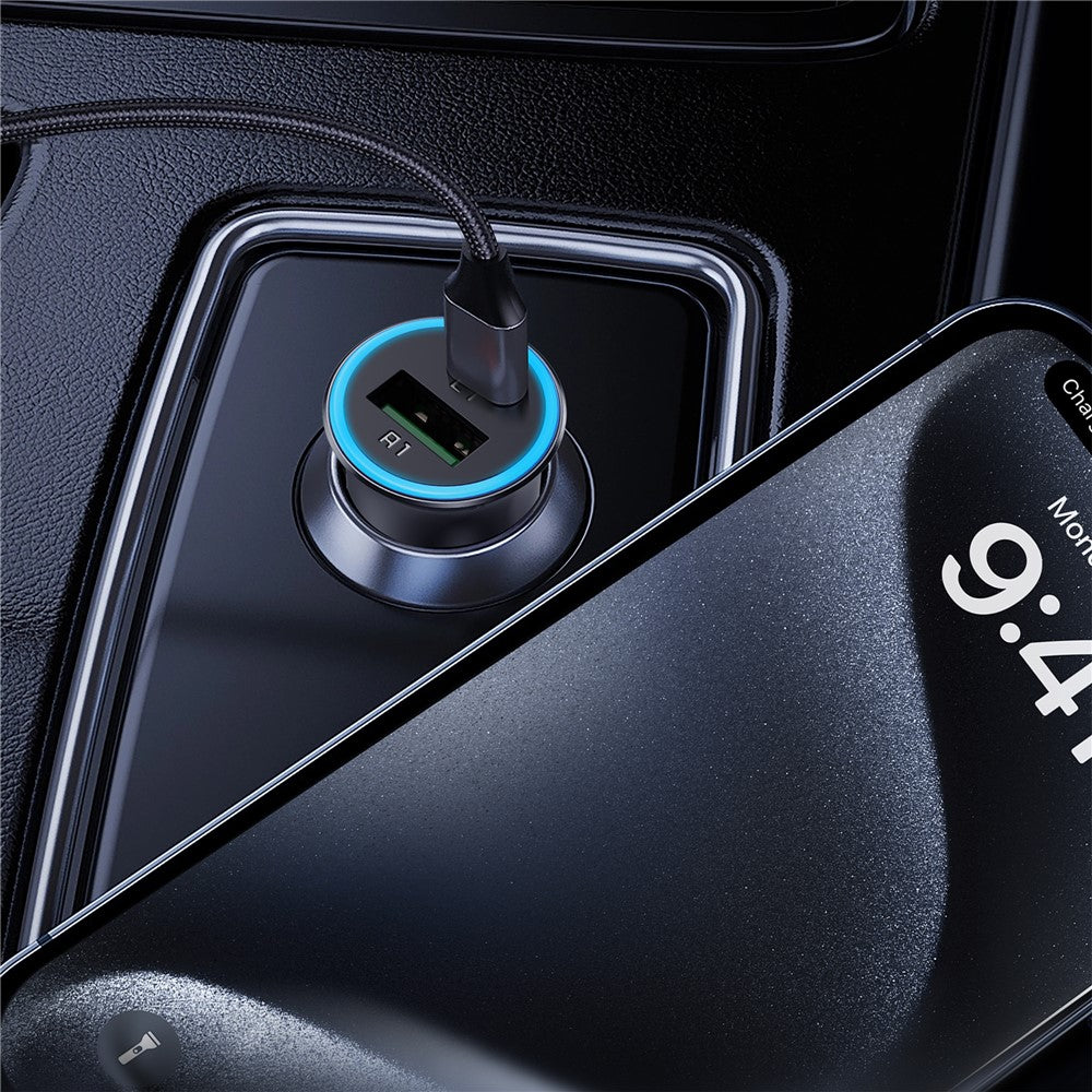 ACEFAST B16 95W Metal Car Charger Dual Port USB-A + USB-C Fast Charging Car Power Adapter Cigarette Lighter