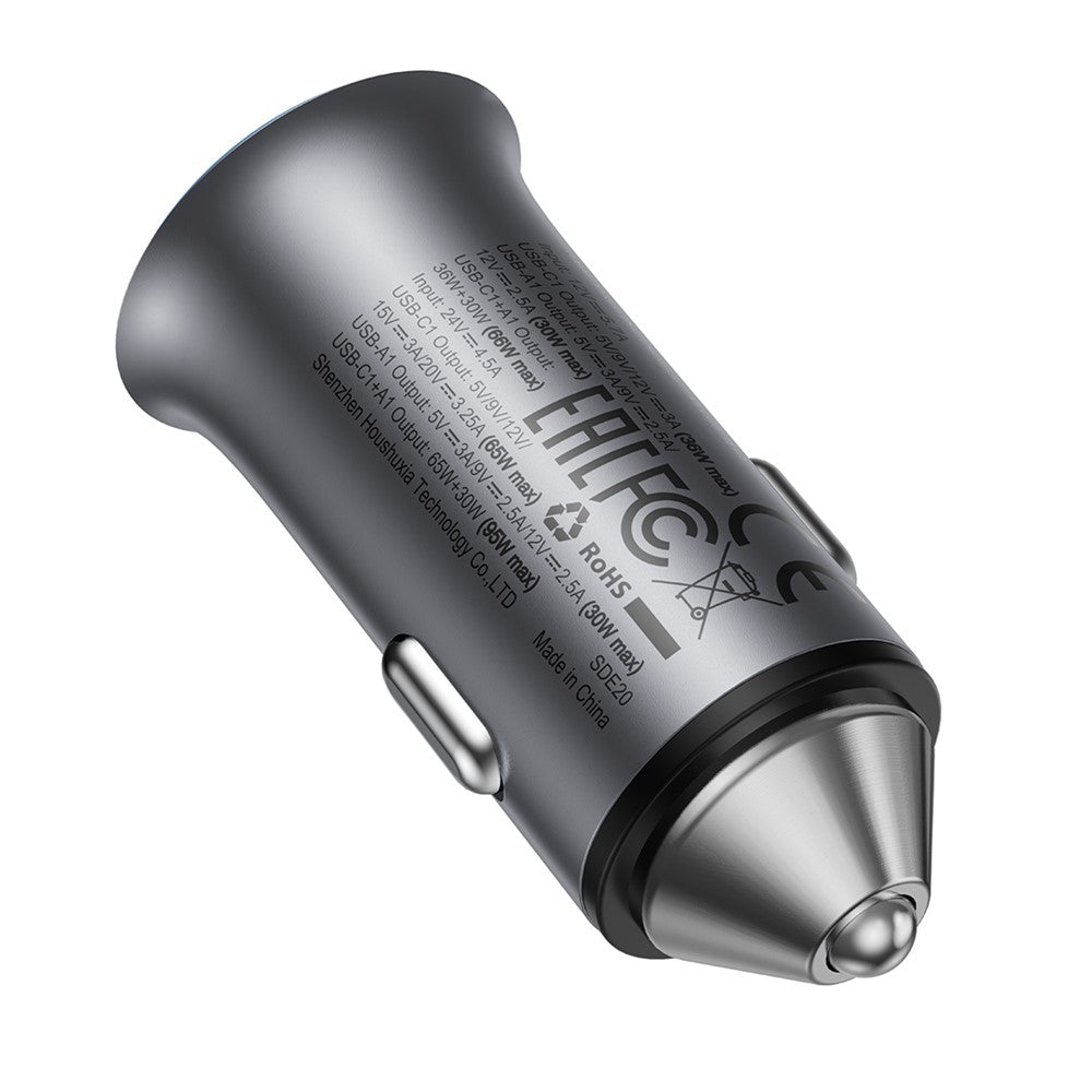 ACEFAST B16 95W Metal Car Charger Dual Port USB-A + USB-C Fast Charging Car Power Adapter Cigarette Lighter