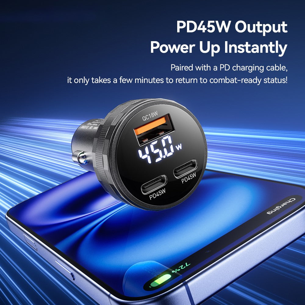 ESSAGER 108W Car Charger USB-A + USB-C Aluminum Alloy Fast Charging Lighter Charger for Vehicle