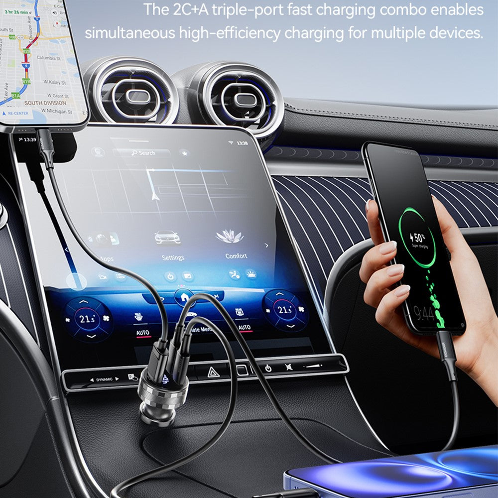 ESSAGER 108W Car Charger USB-A + USB-C Aluminum Alloy Fast Charging Lighter Charger for Vehicle