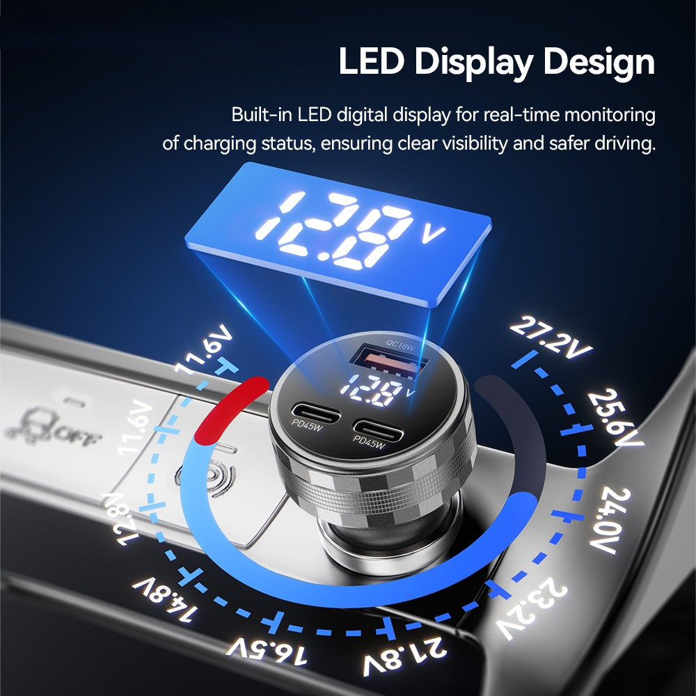 ESSAGER 108W Car Charger USB-A + USB-C Aluminum Alloy Fast Charging Lighter Charger for Vehicle