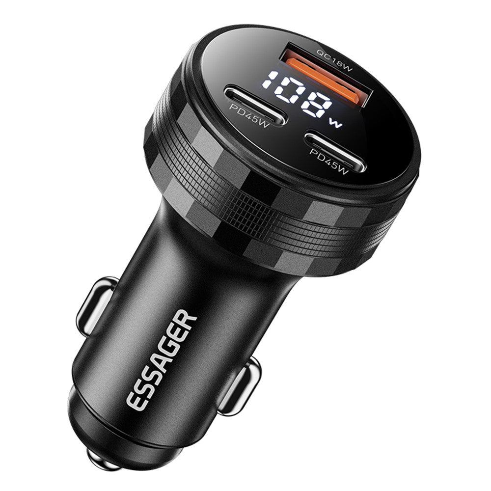 ESSAGER 108W Car Charger USB-A + USB-C Aluminum Alloy Fast Charging Lighter Charger for Vehicle
