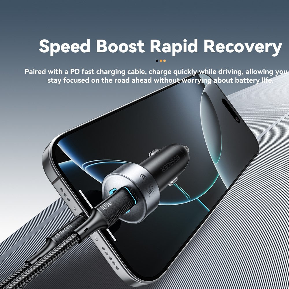 ESSAGER 150W High Power Car Cigarette Lighter Splitter Charger 2 USB C + 3 USB A Fast Charging Adapter