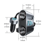 ESSAGER 150W High Power Car Cigarette Lighter Splitter Charger 2 USB C + 3 USB A Fast Charging Adapter