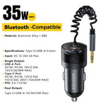 ESSAGER Car Charger Bluetooth-Compatiable 5.3 PD 35W USB-A + Type-C Wired to Wireless Car Audio with AUX Plug