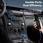 ESSAGER Car Charger Bluetooth-Compatiable 5.3 PD 35W USB-A + Type-C Wired to Wireless Car Audio with AUX Plug