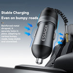 ESSAGER Car Charger Bluetooth-Compatiable 5.3 PD 35W USB-A + Type-C Wired to Wireless Car Audio with AUX Plug