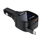 ACEFAST B17 95W Car Charger USB-C + USB-A LED Display Fast Charging Adapater with Retractable Cable