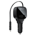ACEFAST B17 95W Car Charger USB-C + USB-A LED Display Fast Charging Adapater with Retractable Cable