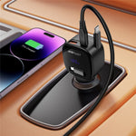 ACEFAST B17 95W Car Charger USB-C + USB-A LED Display Fast Charging Adapater with Retractable Cable