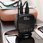 ACEFAST B17 95W Car Charger USB-C + USB-A LED Display Fast Charging Adapater with Retractable Cable