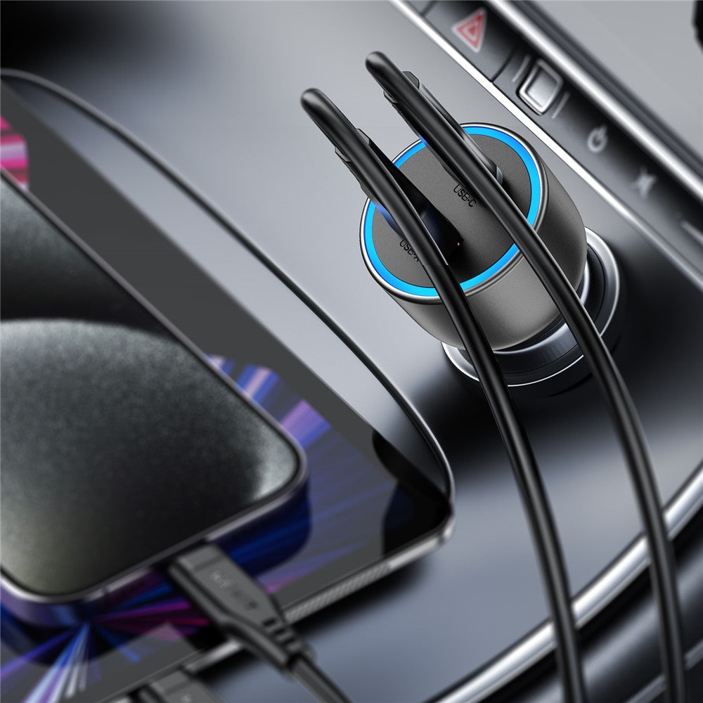 ACEFAST B21 75W USB-C + USB-A Billader med dobbelt port PD Hurtigopladningsadapter til telefon og bærbar computer