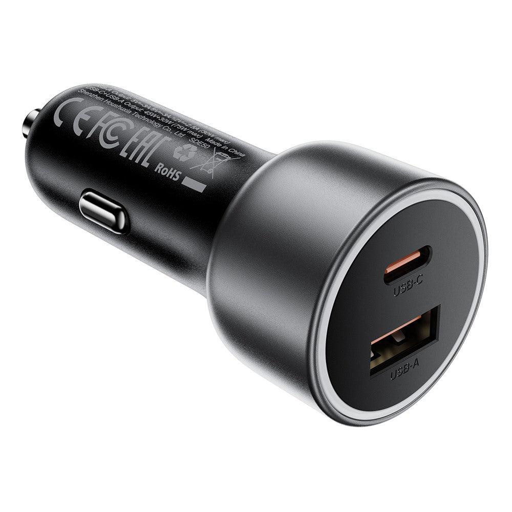 ACEFAST B21 75W USB-C + USB-A Billader med dobbelt port PD Hurtigopladningsadapter til telefon og bærbar computer