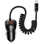 ESSAGER 108W Car Charger Digital Display Spring Cable 2C+A 45W PD Fast Charging Adapter