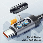 ESSAGER 108W Car Charger Digital Display Spring Cable 2C+A 45W PD Fast Charging Adapter