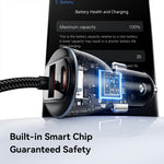 ESSAGER 108W Car Charger Digital Display Spring Cable 2C+A 45W PD Fast Charging Adapter