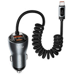 ESSAGER 108W Car Charger Digital Display Spring Cable 2C+A 45W PD Fast Charging Adapter