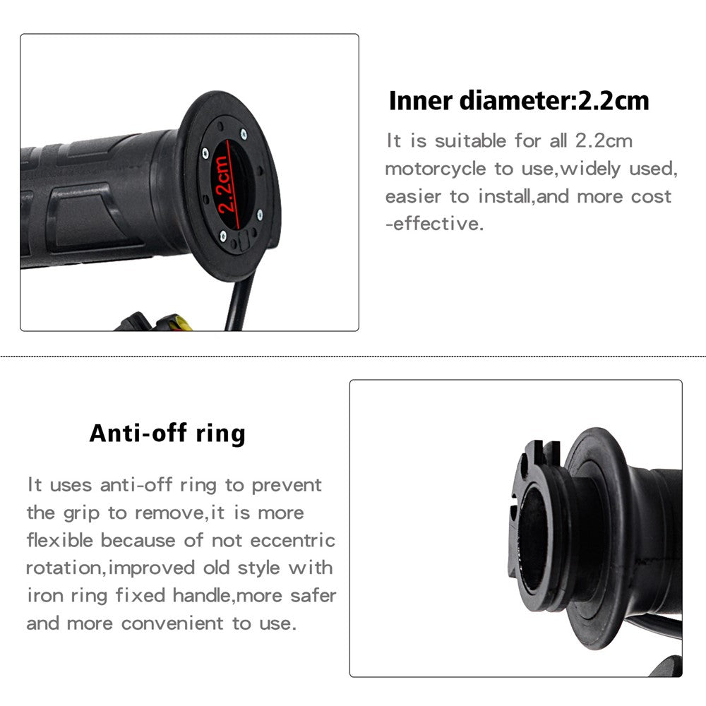WUPP ZH-983B6 1 Pair 12V Motorcycle Winter Electric Heating Hand Grips 3 Gears Temperature Adjustable Heated Grips