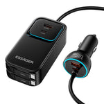 ESSAGER F789 1.5m 135W Rear-Seat Car Charger with 70cm Retractable Cables