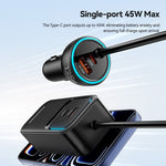 ESSAGER F789 1.5m 135W Rear-Seat Car Charger with 70cm Retractable Cables
