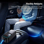 ESSAGER F789 1.5m 135W Rear-Seat Car Charger with 70cm Retractable Cables