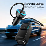 ESSAGER F789 1.5m 135W Rear-Seat Car Charger with 70cm Retractable Cables