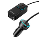 ESSAGER F789 1.5m 135W Rear-Seat Car Charger with 70cm Retractable Cables
