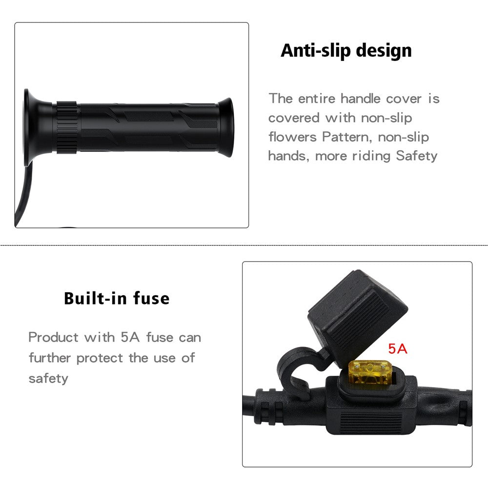 WUPP ZH-990B1 1Pair 5-Gear 12V Motorcycle Heating Handlebar Electric Heated Grips with Indicator Warmer Heating Grips for Winter