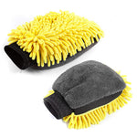 2PCS Chenille Car Wiping Gloves Double-Sided Coral Fleece Housework Dust Wool Bear Paw Car Cleaning Tool
