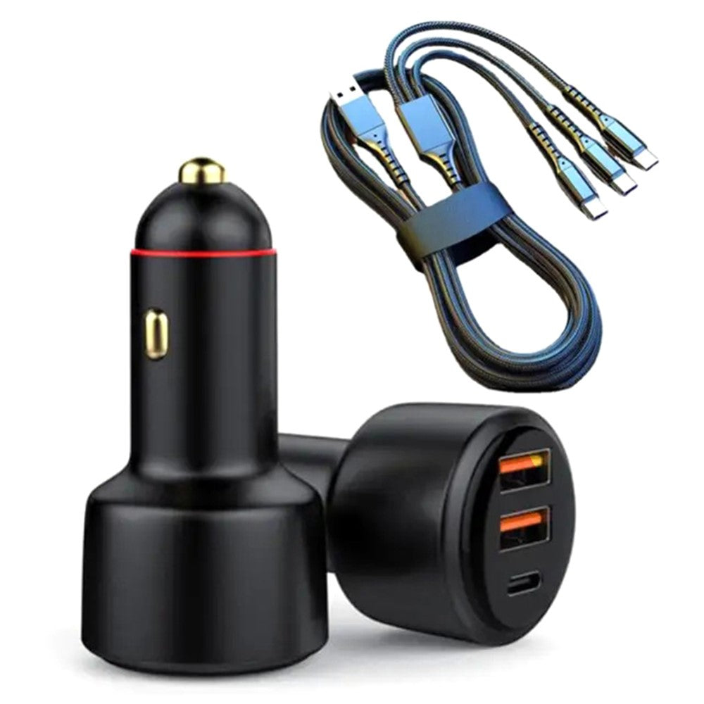 PD3.0 Hurtigopladende Billader 65W Cigarettænder Opladeradapter 3-Port 100W Super Billader