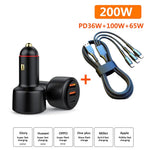 PD3.0 Hurtigopladende Billader 65W Cigarettænder Opladeradapter 3-Port 100W Super Billader