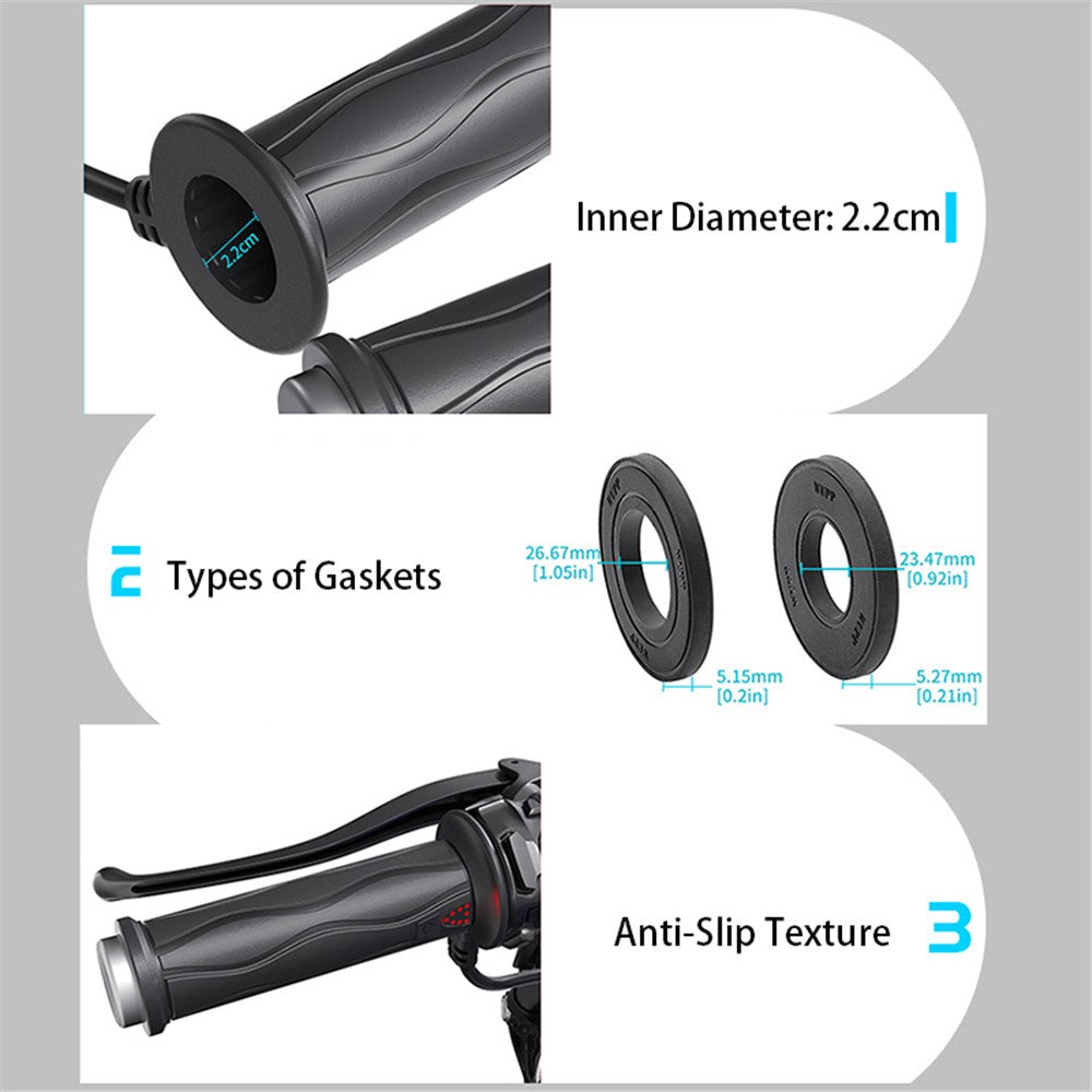 WUPP CSZH-1823B2 1 Pair Motorcycle Heated Grips 22mm Universal Silicone Handlebar Warmers