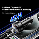 ESSAGER Aluminum Alloy 105W Phone Charger USB+Dual Type-C Car Charger