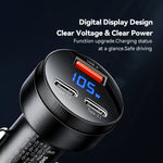 ESSAGER Aluminum Alloy 105W Phone Charger USB+Dual Type-C Car Charger