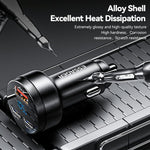 ESSAGER Aluminum Alloy 105W Phone Charger USB+Dual Type-C Car Charger