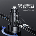 ESSAGER Aluminum Alloy 105W Phone Charger USB+Dual Type-C Car Charger