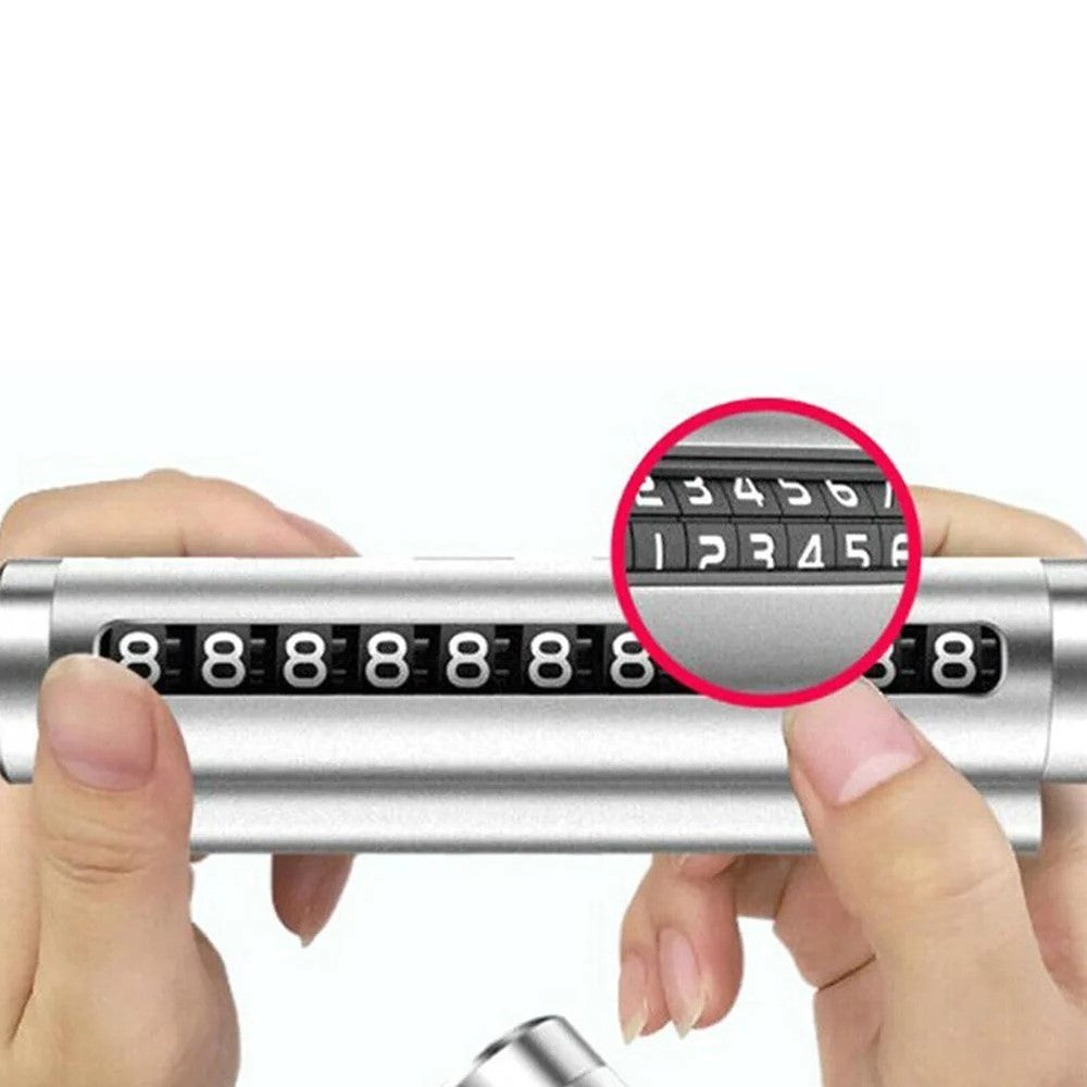 Aluminum Alloy+PC Roller Design Car Stop Sign Phone Number Plate Temporary Parking Card