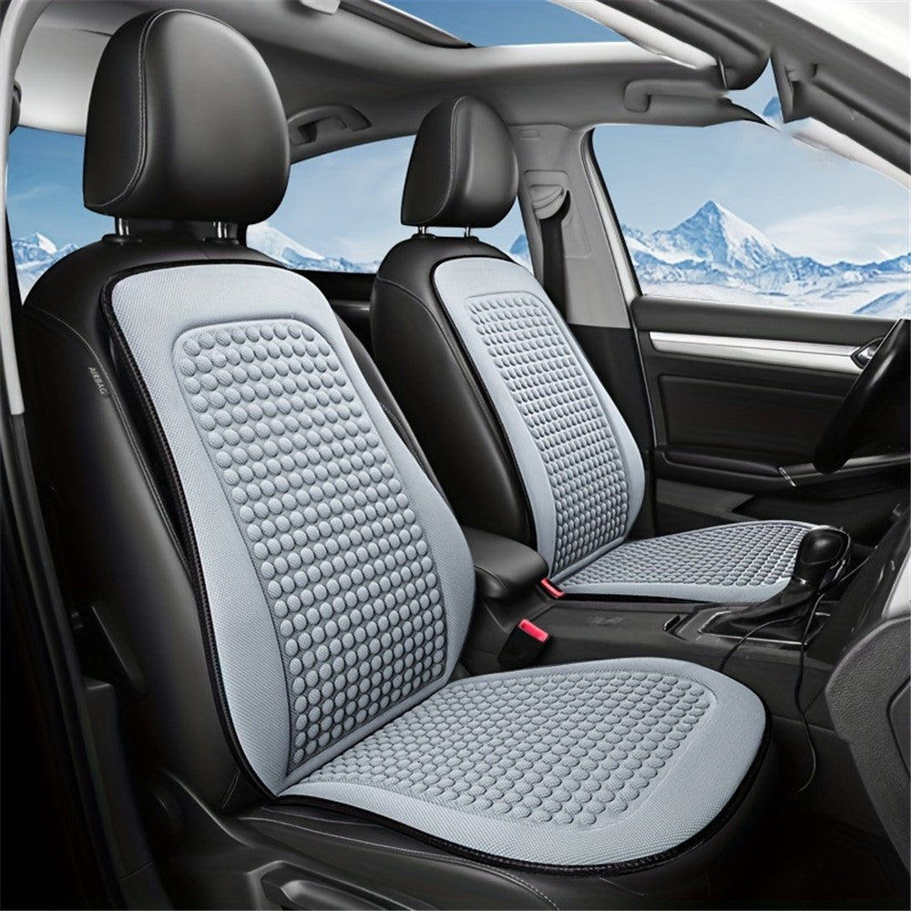 Summer Cooling Mat 3D Massage Breathable Ice Silk Universal Car Front Seat Cover + Backrest Pad