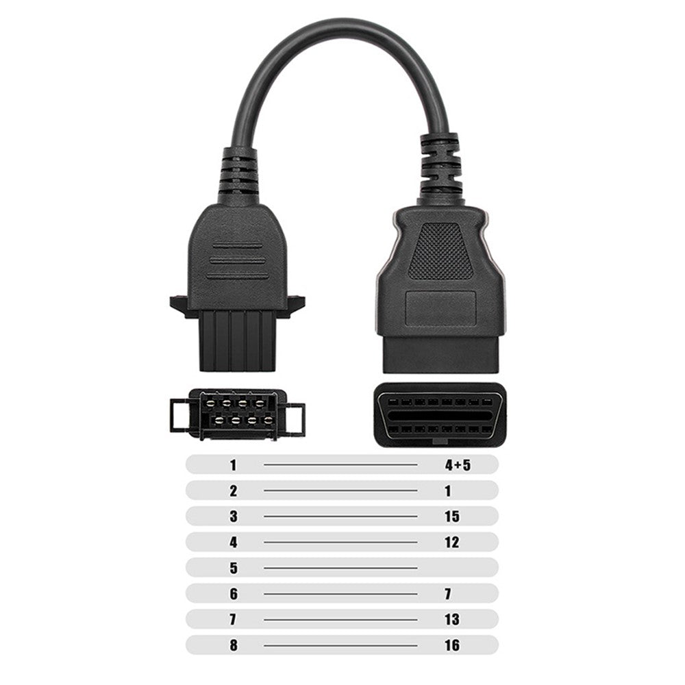 8 Pin to 16 Pin OBD2 Diagnostic Connector Adapter Cable for Volvo Trucks TCS Diagnostic Tool