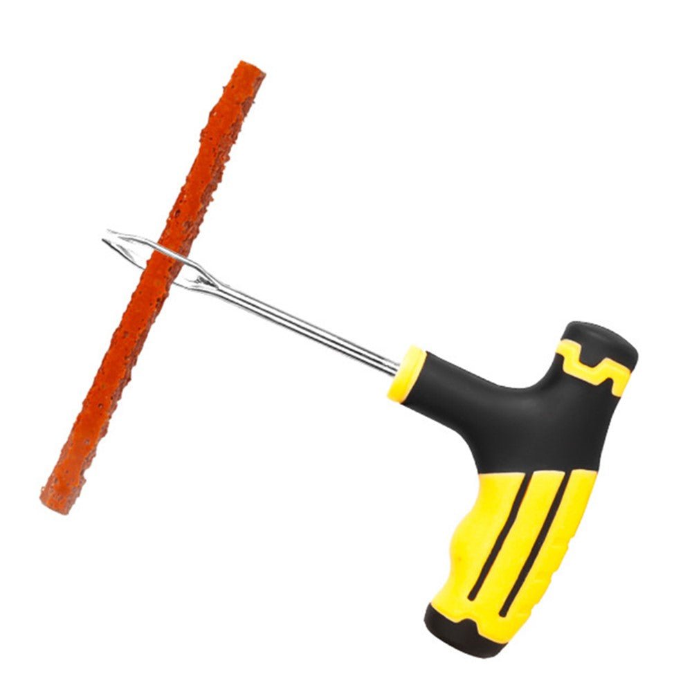 BY-1308 Car Tire Repair Tool Kit Tyre Puncture Tool with Rubber Strip + Gloves (without Glue)