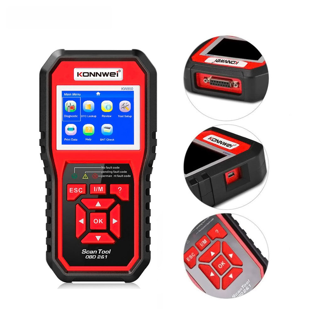 KONNWEI KW850 OBD2 Scanner Code Reader OBD II Automotive Scanner Car Diagnostic Scan Tool Check Engine Tool (Support 8 Languages)