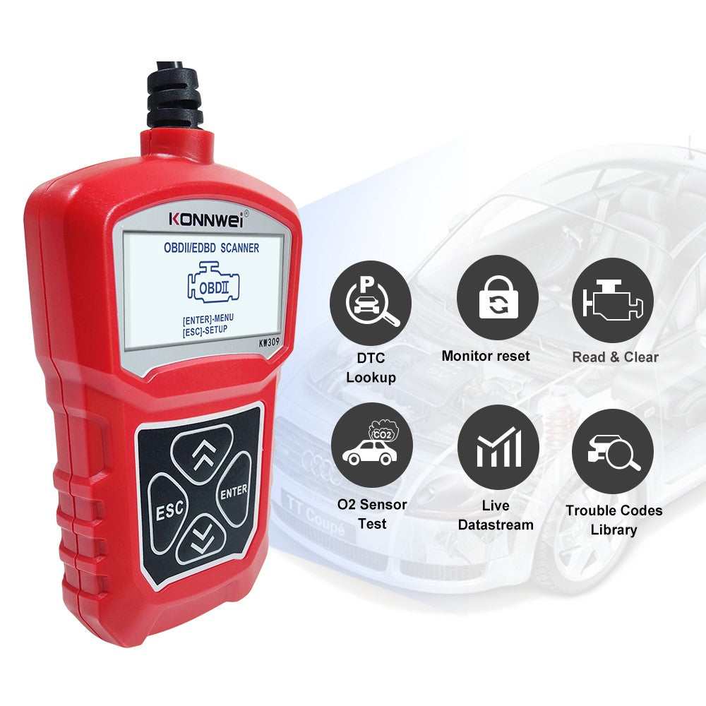 KONNWEI KW309 Automotive Diagnostic Tool OBD2 Autoscanner Code Reader EOBD Scan Machine OBDII Scanner