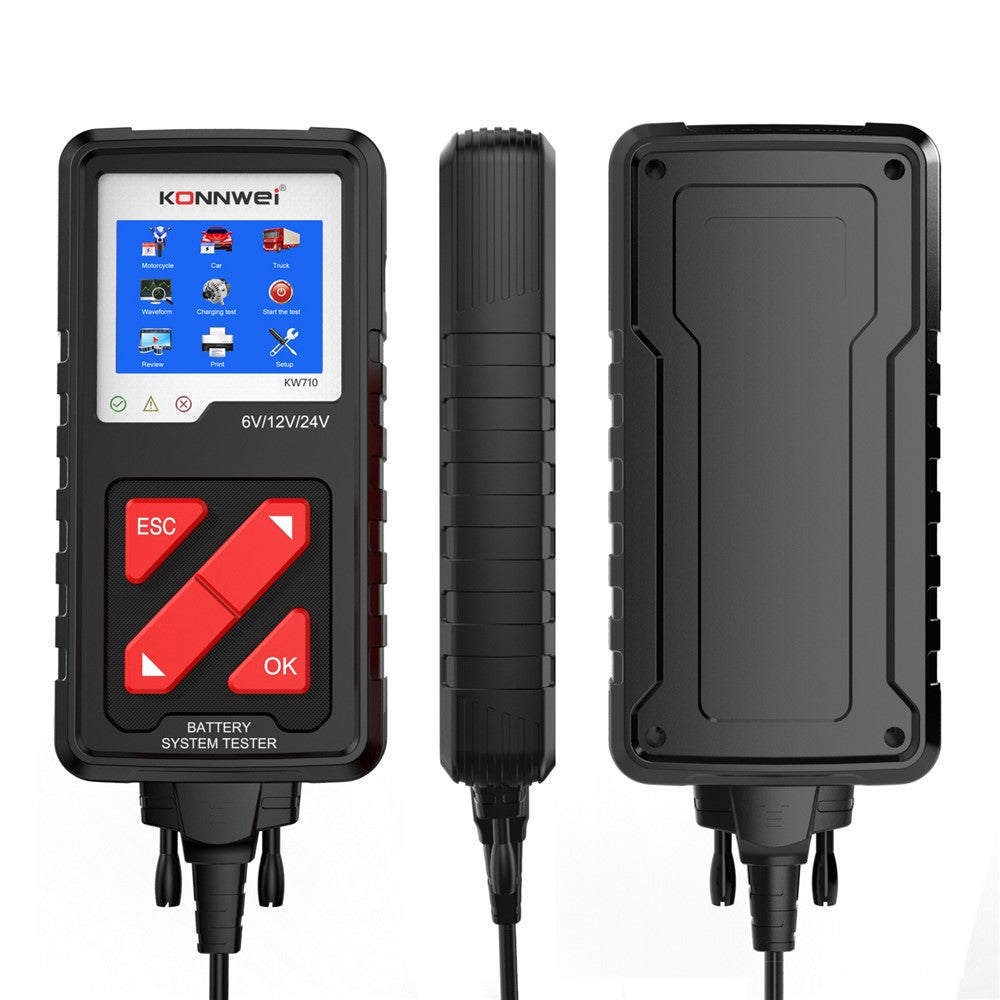 KW710 6V/12V/24V Motorcykel Bil Lastbil Batteritester Blysyrebatteri Analysator