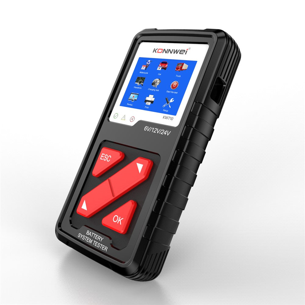 KW710 6V/12V/24V Motorcykel Bil Lastbil Batteritester Blysyrebatteri Analysator