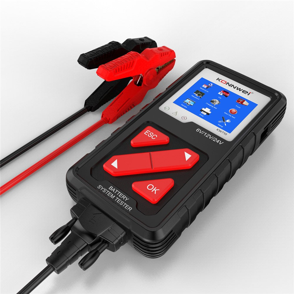 KW710 6V/12V/24V Motorcykel Bil Lastbil Batteritester Blysyrebatteri Analysator