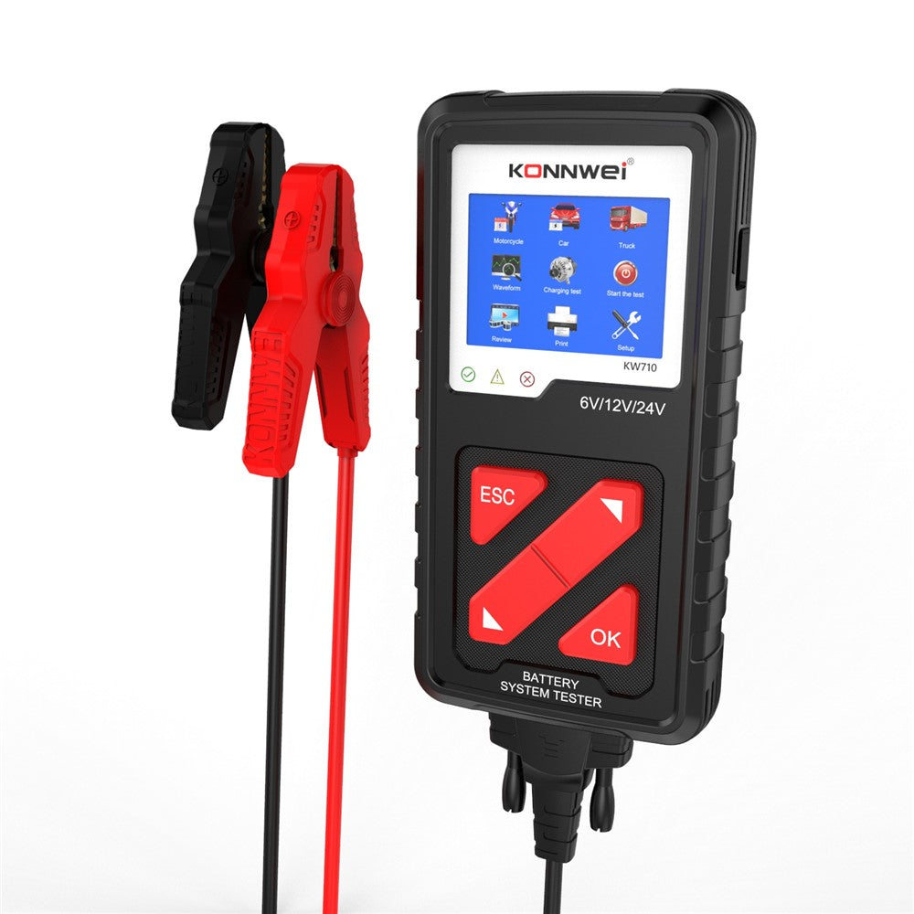 KW710 6V/12V/24V Motorcykel Bil Lastbil Batteritester Blysyrebatteri Analysator