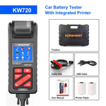 KONNWEI KW720 Automotive Battery Check Machine Automobile Battery Tester Battery Tester 6V 12V 24V Battery Load Tester with Printer